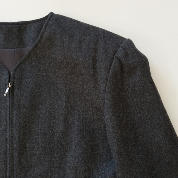 Sisley Grey Wool Zippered Classic Blazer Jacket - Picture 6 of 11